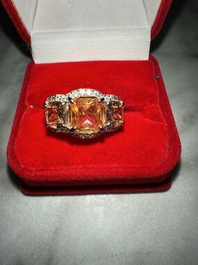Bomb Party Orange Sapphire Three-Stone Cocktail Ring